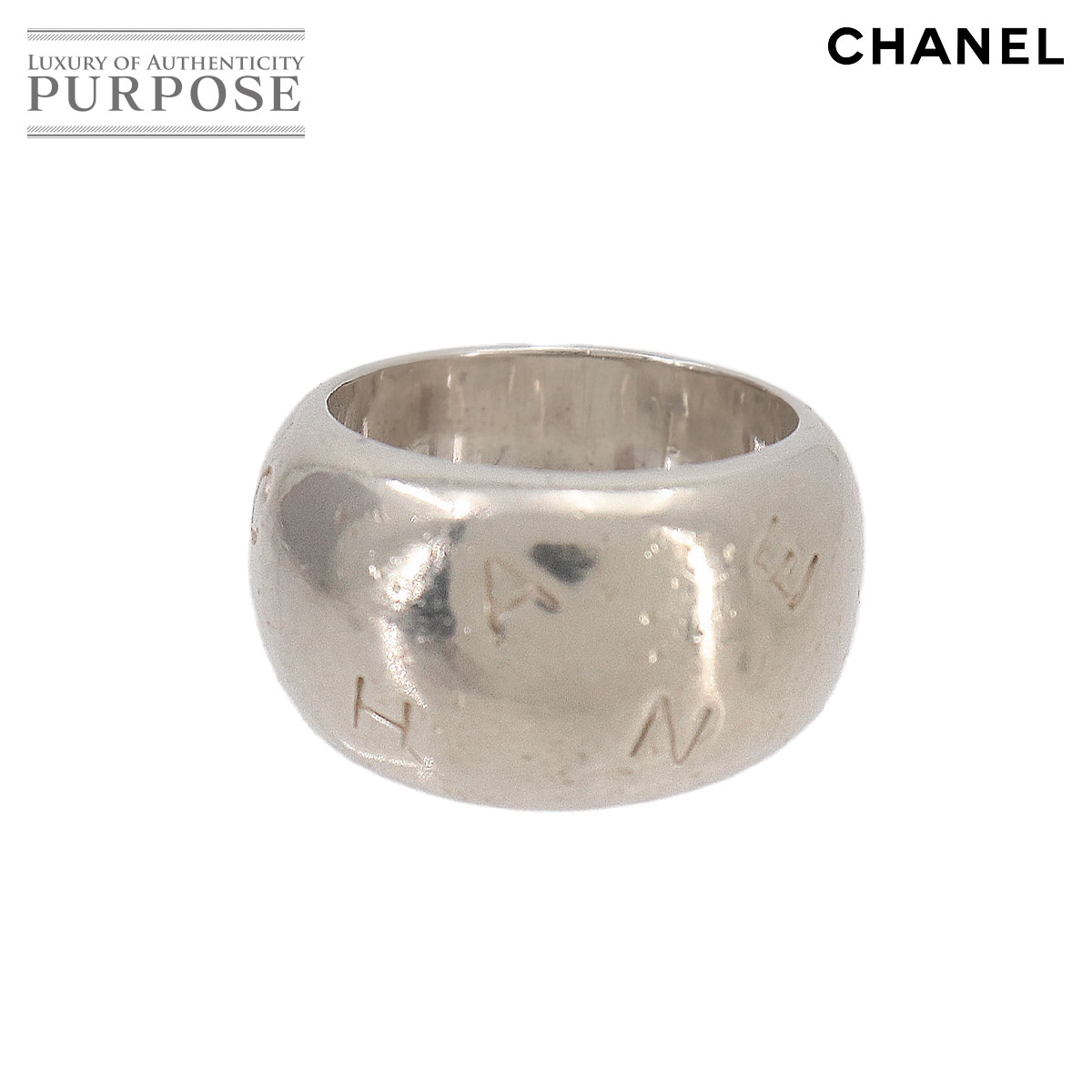 CHANEL ロゴ リング 指輪 12号 SV 925 シルバー アクセサリー Ring シャネル 90323919