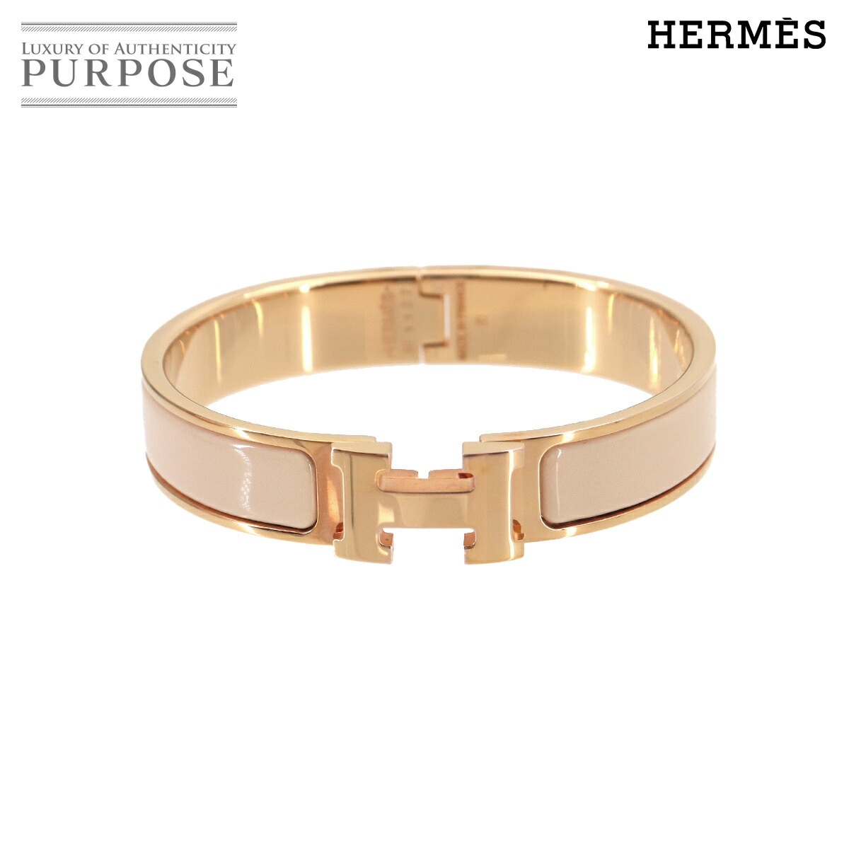 HERMES クリックH PM バングル ベージュ ピンクゴールド アクセサリー Clic H PM エルメス 90323923