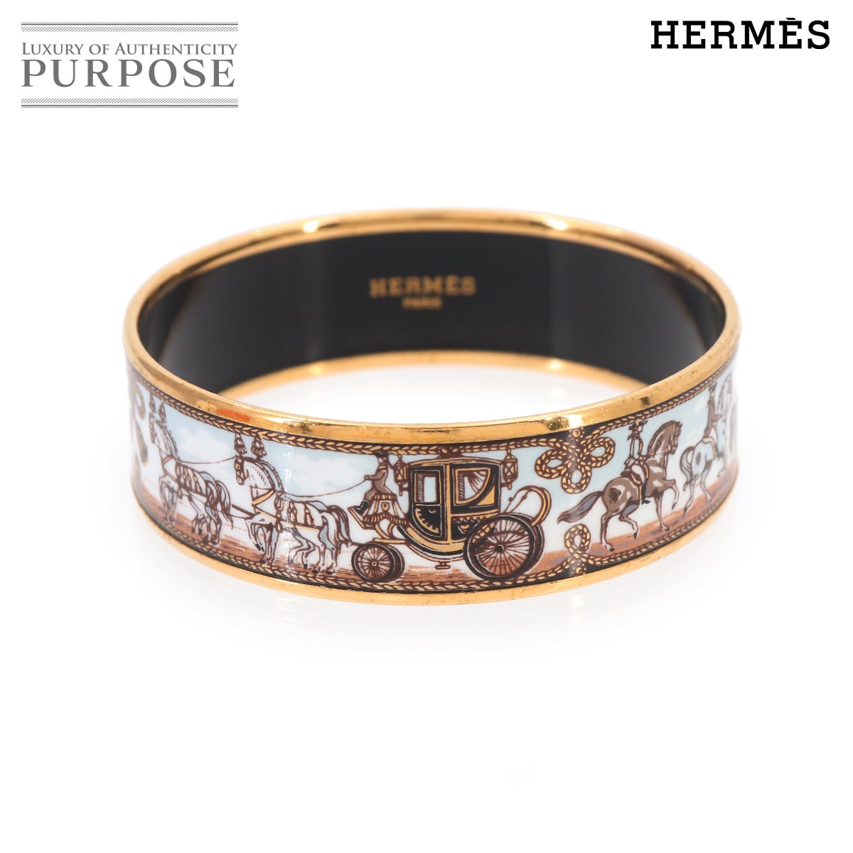 HERMES エマイユ GM バングル ブレスレット マルチカラー ゴールド 馬車 アクセサリー Email GM エルメス 90324058