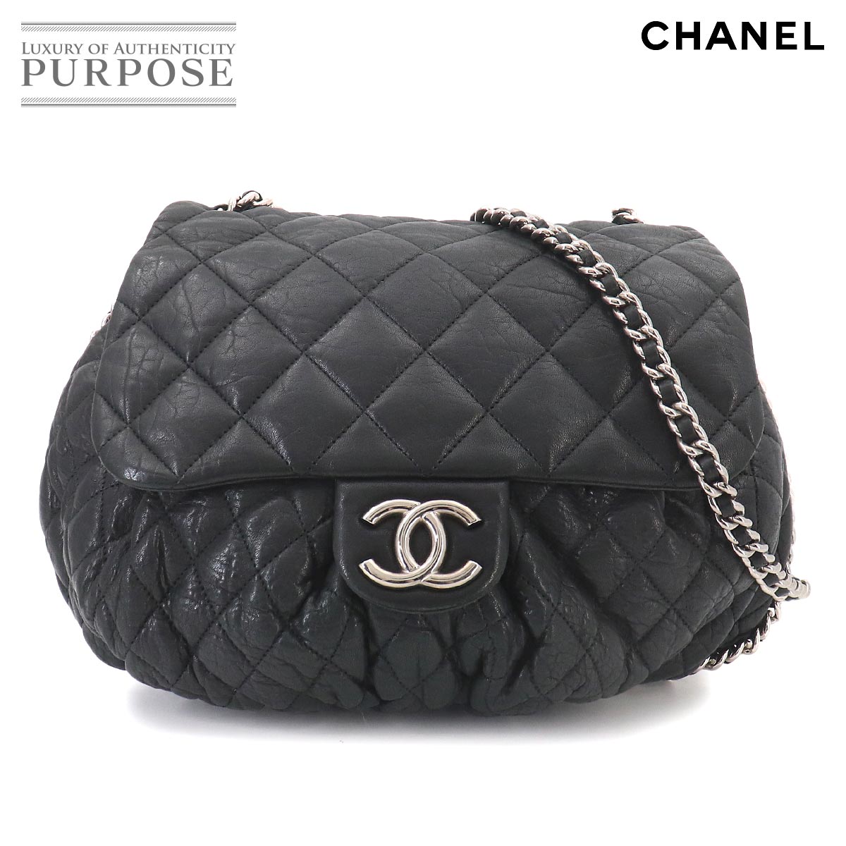 CHANEL マトラッセ チェーン アラウンド ショルダー バッグ レザー ブラック シルバー 金具 Matelasse Bag シャネル 90326273