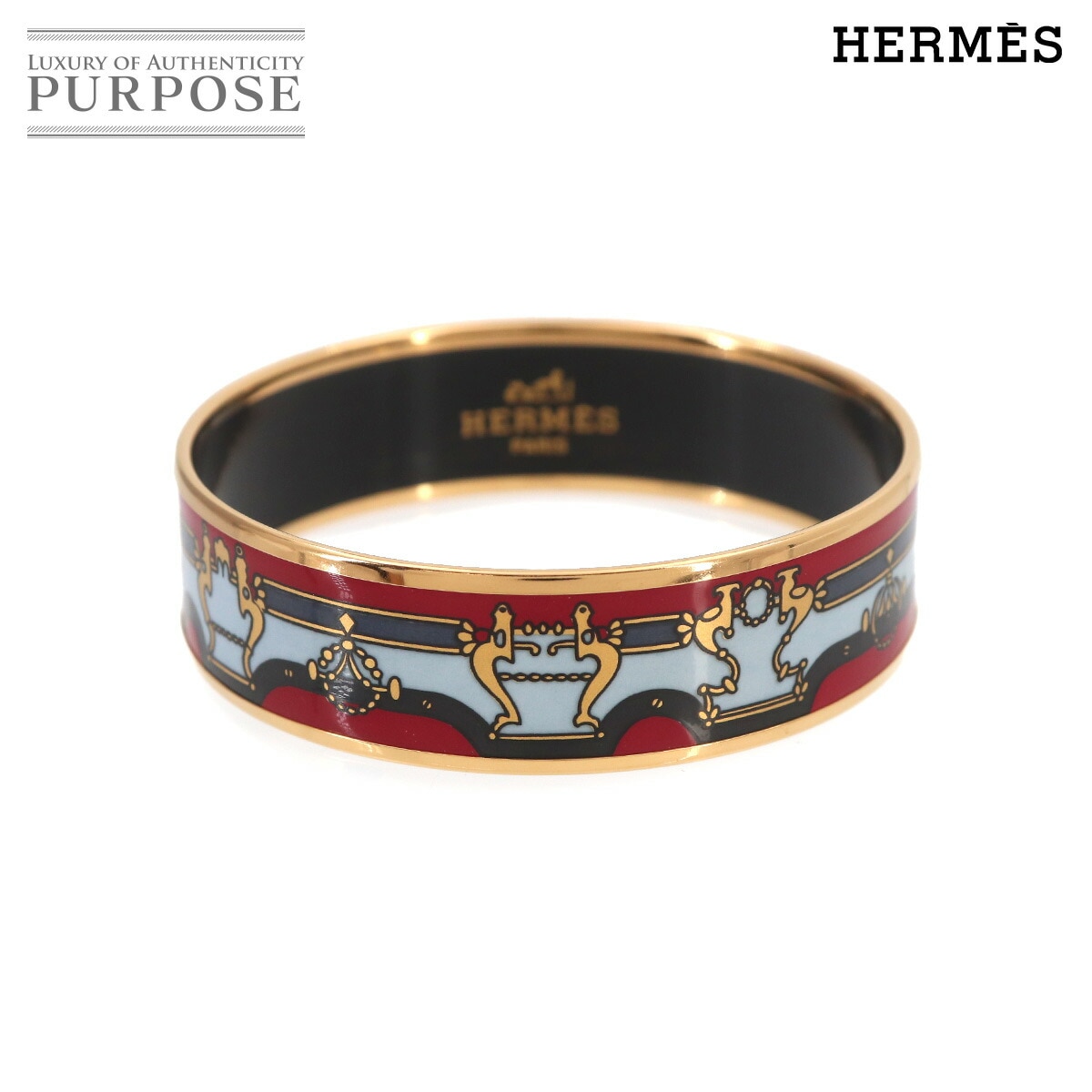 HERMES エマイユ MM バングル ブレスレット レッド マルチカラー ゴールド アクセサリー Email MM エルメス 90326991