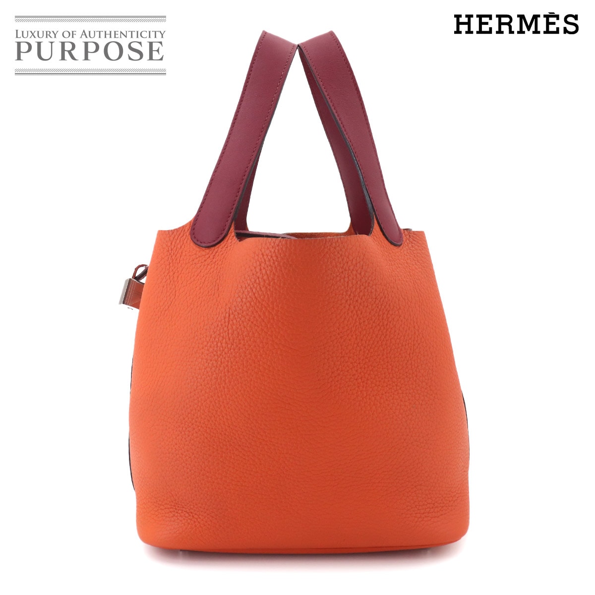 HERMES ピコタンロック タッチ MM ハンド バッグ トリヨンクレマンス スイフト ルージュグレナ オレンジ X刻印 Picotin Lock エルメス 90327041