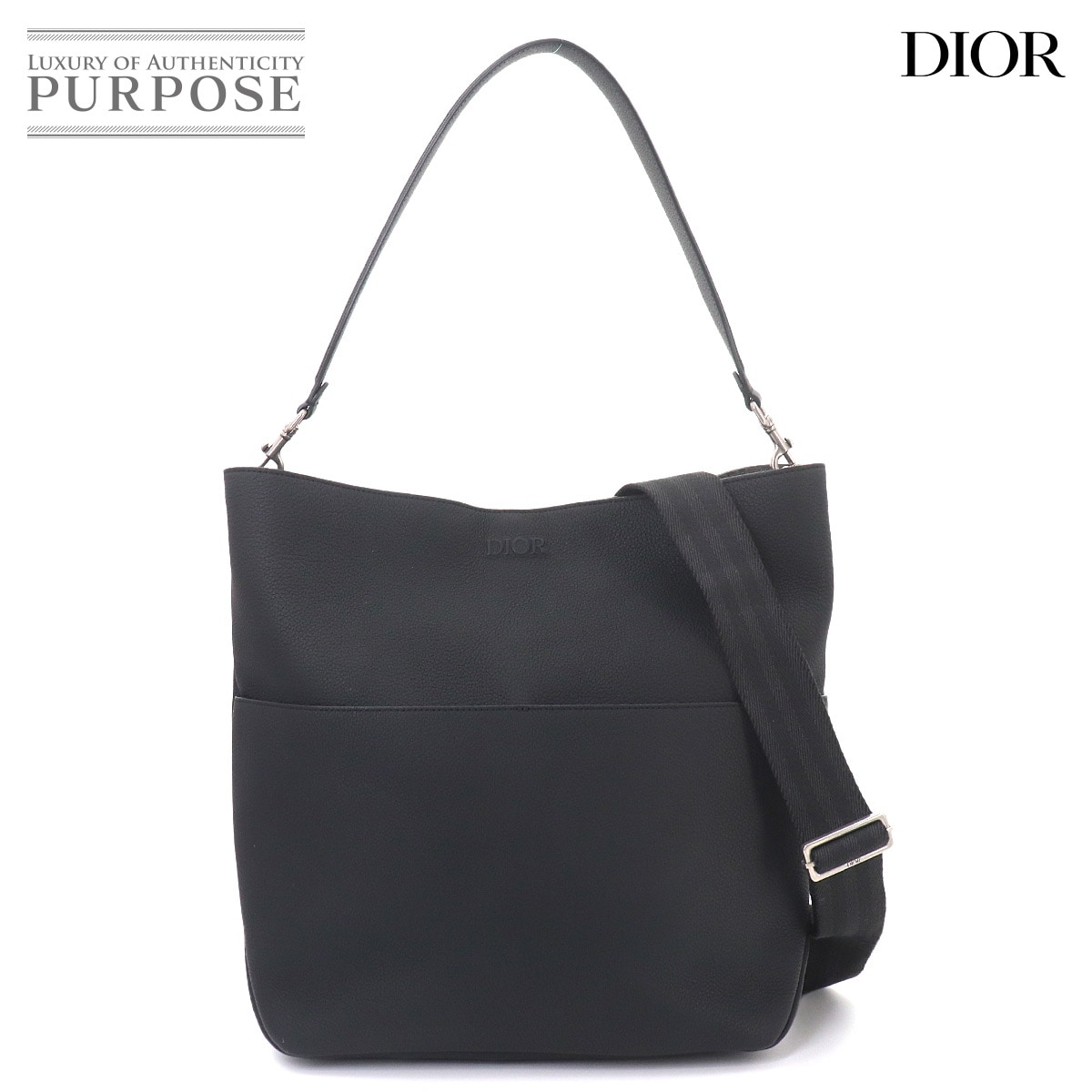 Christian Dior バーティカル ホーボー 2way トート ショルダー バッグ レザー ブラック Vertical Hobo 2way Bag クリスチャン ディオール 90327223