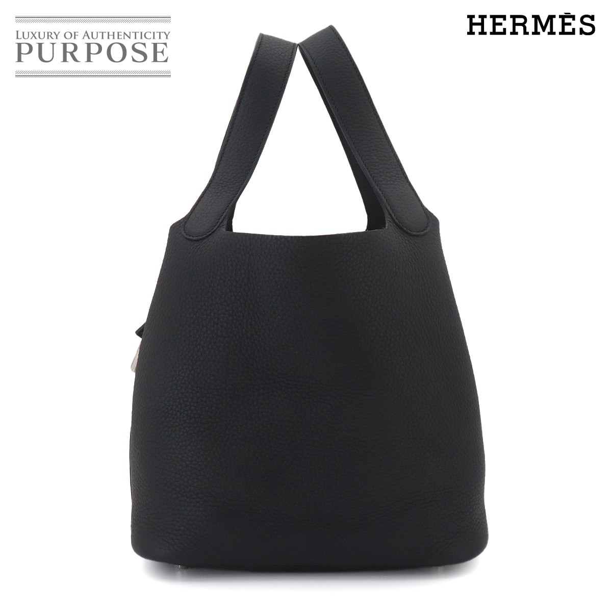 HERMES ピコタンロック MM ハンド バッグ トリヨンクレマンス ブラック W刻印 シルバー 金具 Picotin Lock MM エルメス 90329026