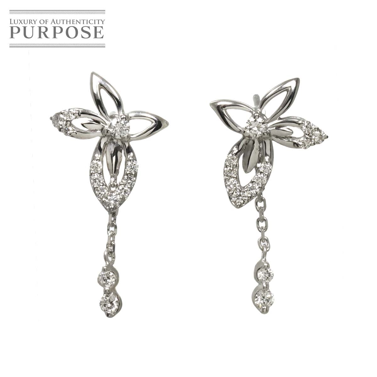 ダイヤ 0.25ct/0.25ct ピアス K18 WG ホワイトゴールド 750 Diamond Earrings Pierced 90321655