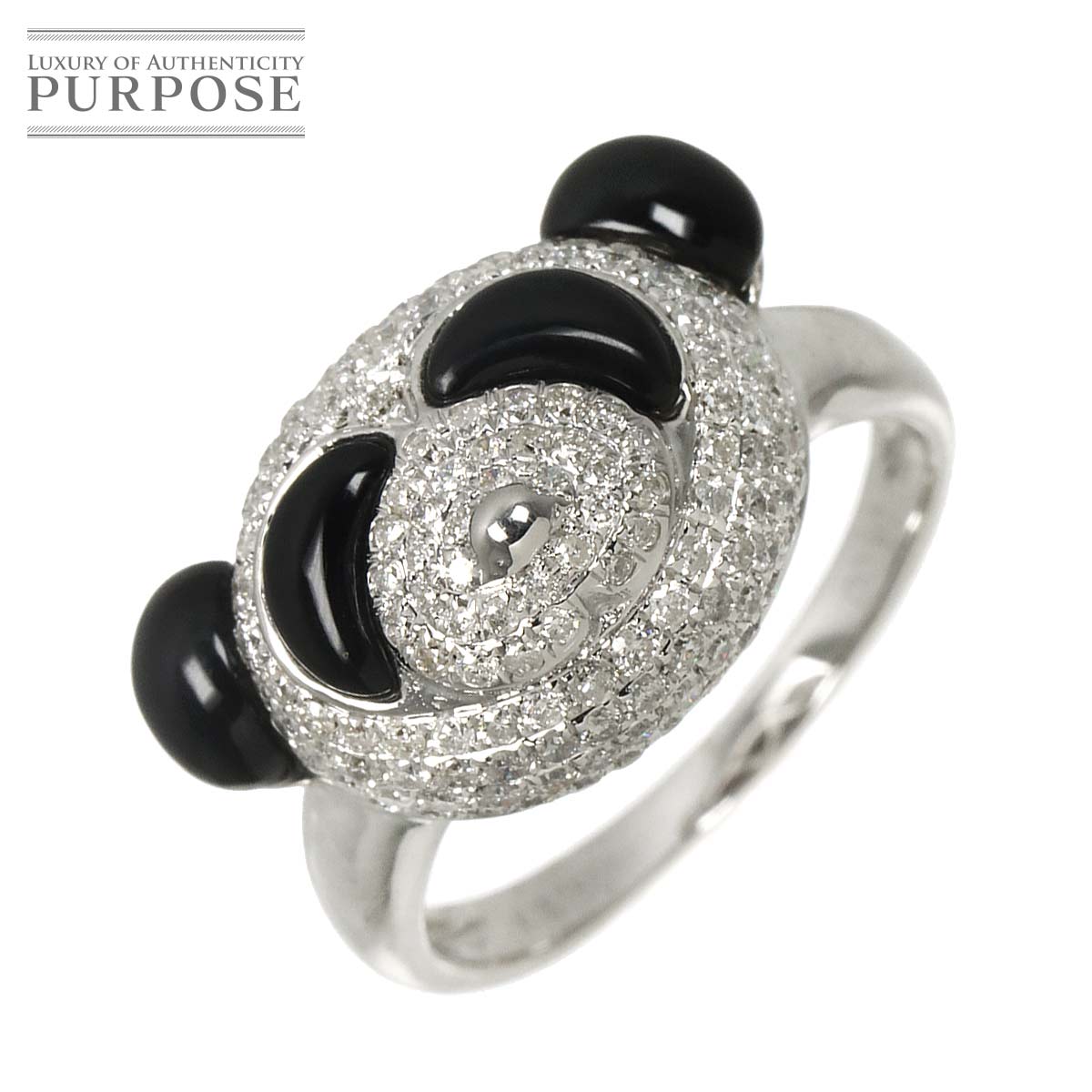 リング 13号 ダイヤ 0.90ct オニキス K18 WG ホワイトゴールド 750 指輪 Diamond Ring 90322766