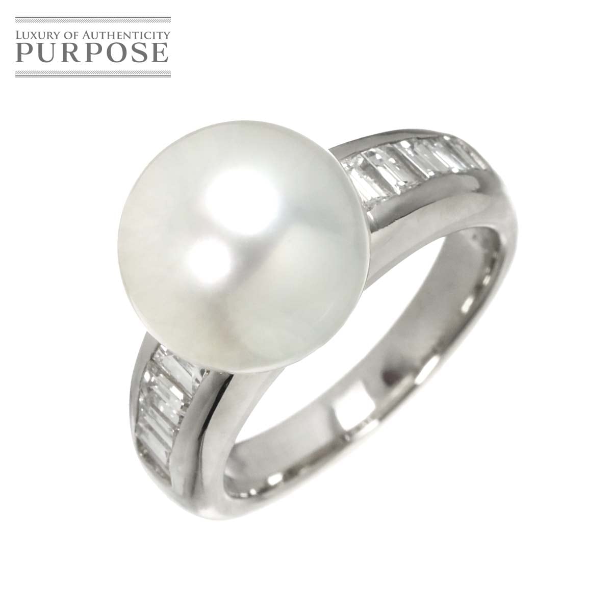 リング 14号 白蝶真珠 11.7mm ダイヤ 0.72ct Pt プラチナ パール 指輪 South Sea pearl Ring 90325092