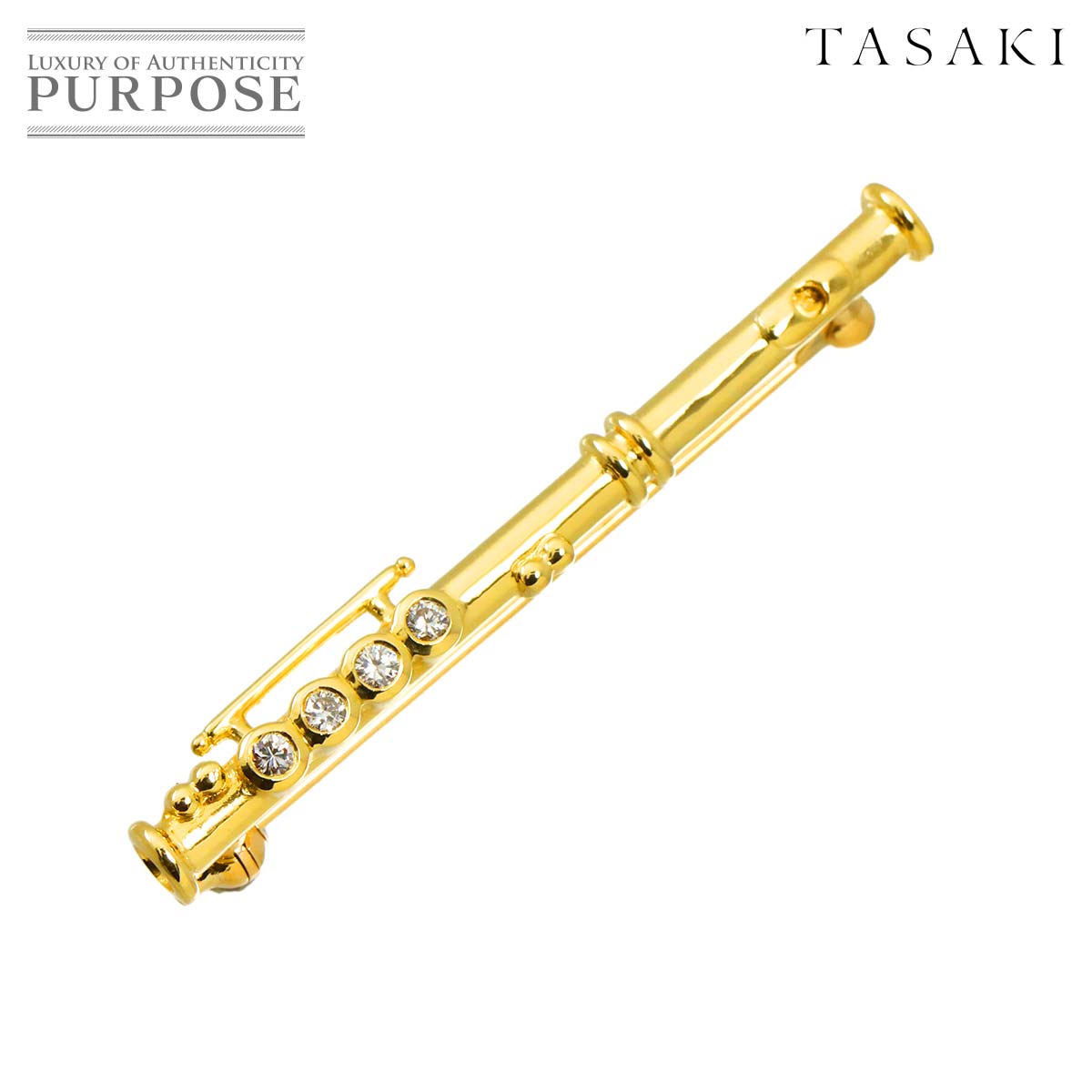 TASAKI ダイヤ 0.14ct ブローチ K18 YG イエローゴールド 750 田崎真珠 Brooch タサキ 90321496