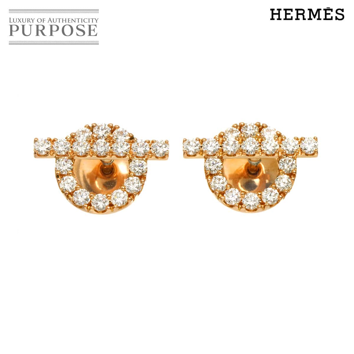 HERMES フィネス ダイヤ 0.92/0.92ct ピアス K18 PG ピンクゴールド 750 Earrings Pierced 【証明書付き】 エルメス 90323656