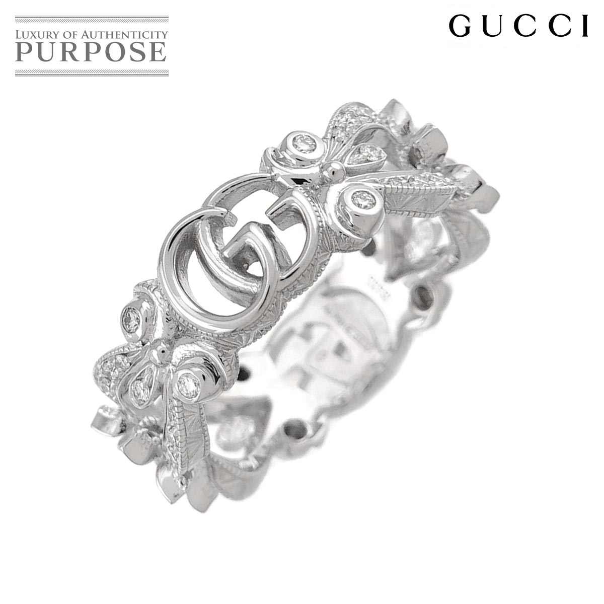 GUCCI フローラ #8 リング ダイヤ K18 WG ホワイトゴールド 750 指輪 Diamond Ring グッチ 90325902