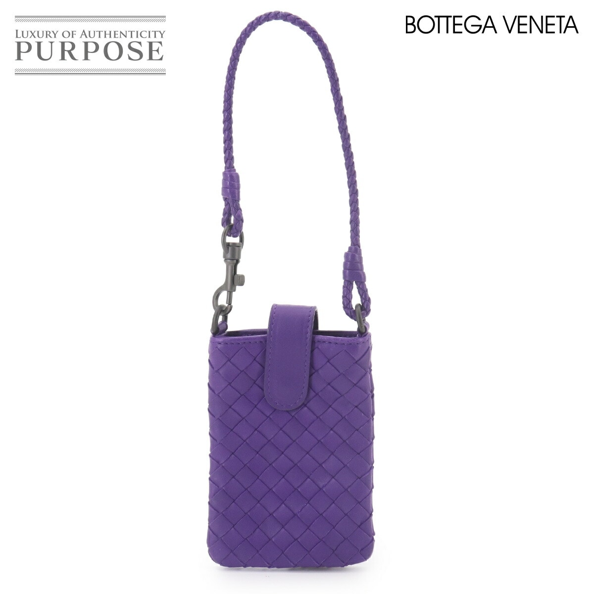 BOTTEGA VENETA イントレチャート フォン ケース ポーチ レザー パープル 172765 Phone Case ボッテガ ヴェネタ 90327111