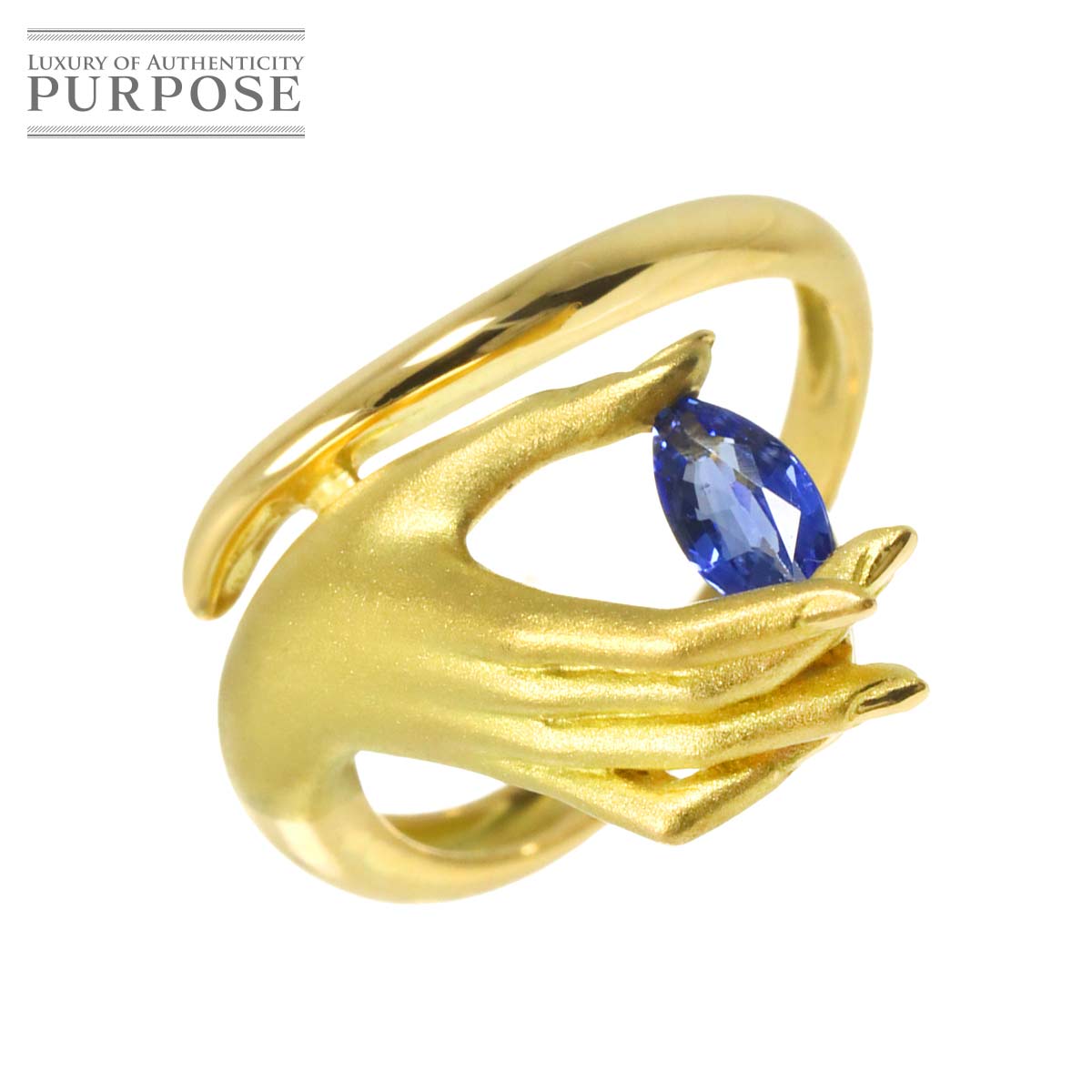 リング 11.5号 サファイヤ K18 YG イエローゴールド 750 指輪 Sapphire Ring 90325084