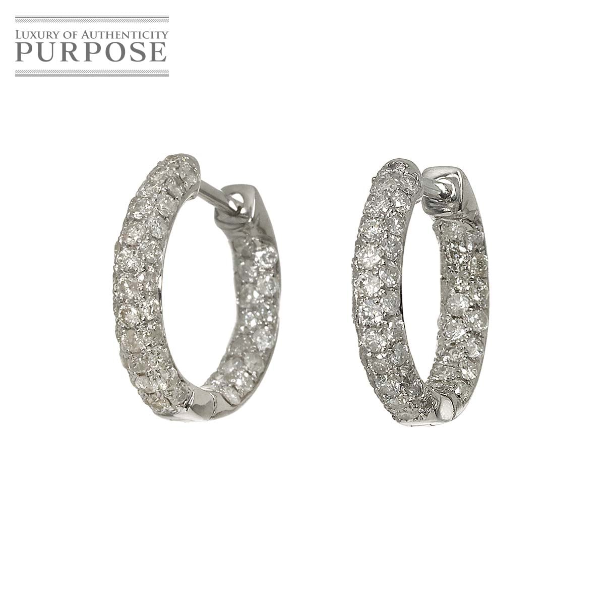 ダイヤ 0.50ct/0.50ct ピアス K18 WG ホワイトゴールド 750 【鑑別書付き】 Diamond Earrings Pierced 90325148