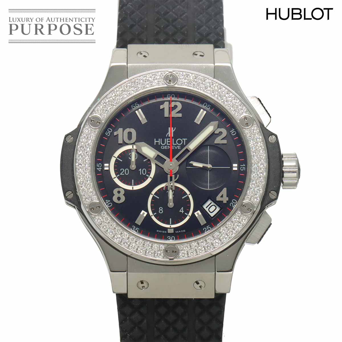 HUBLOT ビッグバン スチール クロノグラフ 341 SX 130 RX 114 メンズ 腕時計 デイト ブラック オートマ 自動巻き ウォッチ Big Bang ウブロ 90321476