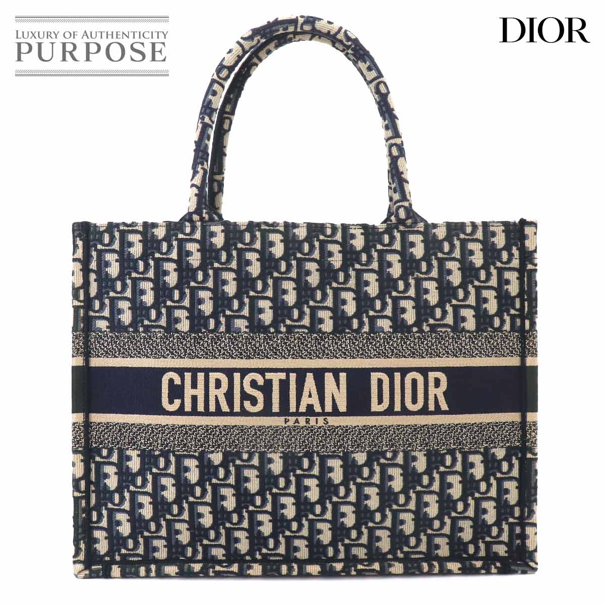 Christian Dior オブリーク ブック トート ミディアム バッグ キャンバス ネイビー M1296ZRIW Book Tote Medium クリスチャン ディオール 90322844