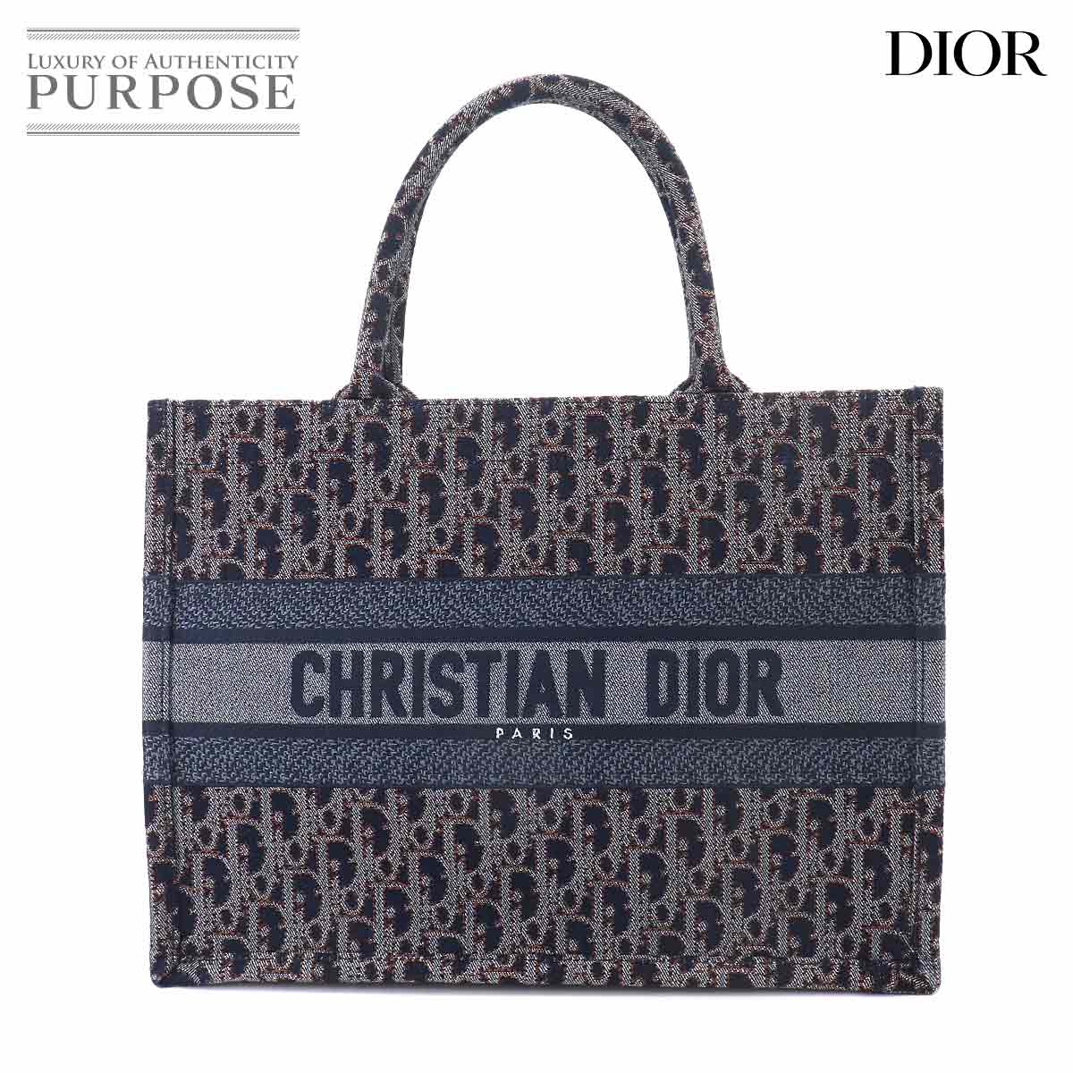 Christian Dior オブリーク ブック トート ミディアム バッグ デニム ネイビー M1296ZETO Book Tote Medium クリスチャン ディオール 90323891