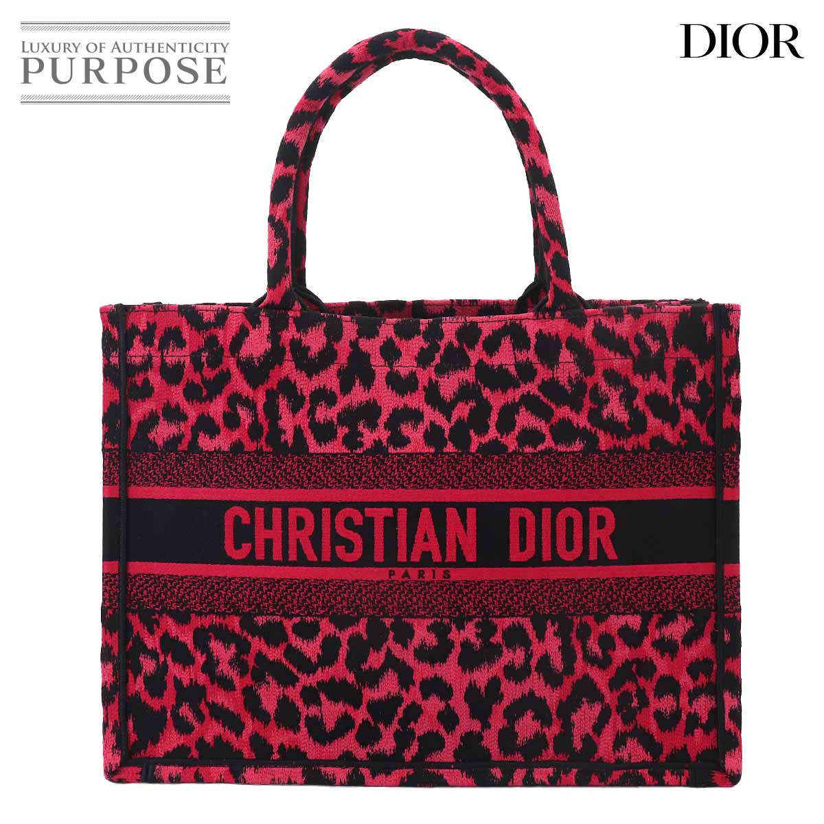 Christian Dior オブリーク ブック トート ミディアム バッグ レオパード キャンバス ピンク Book Tote Medium クリスチャン ディオール 90323894