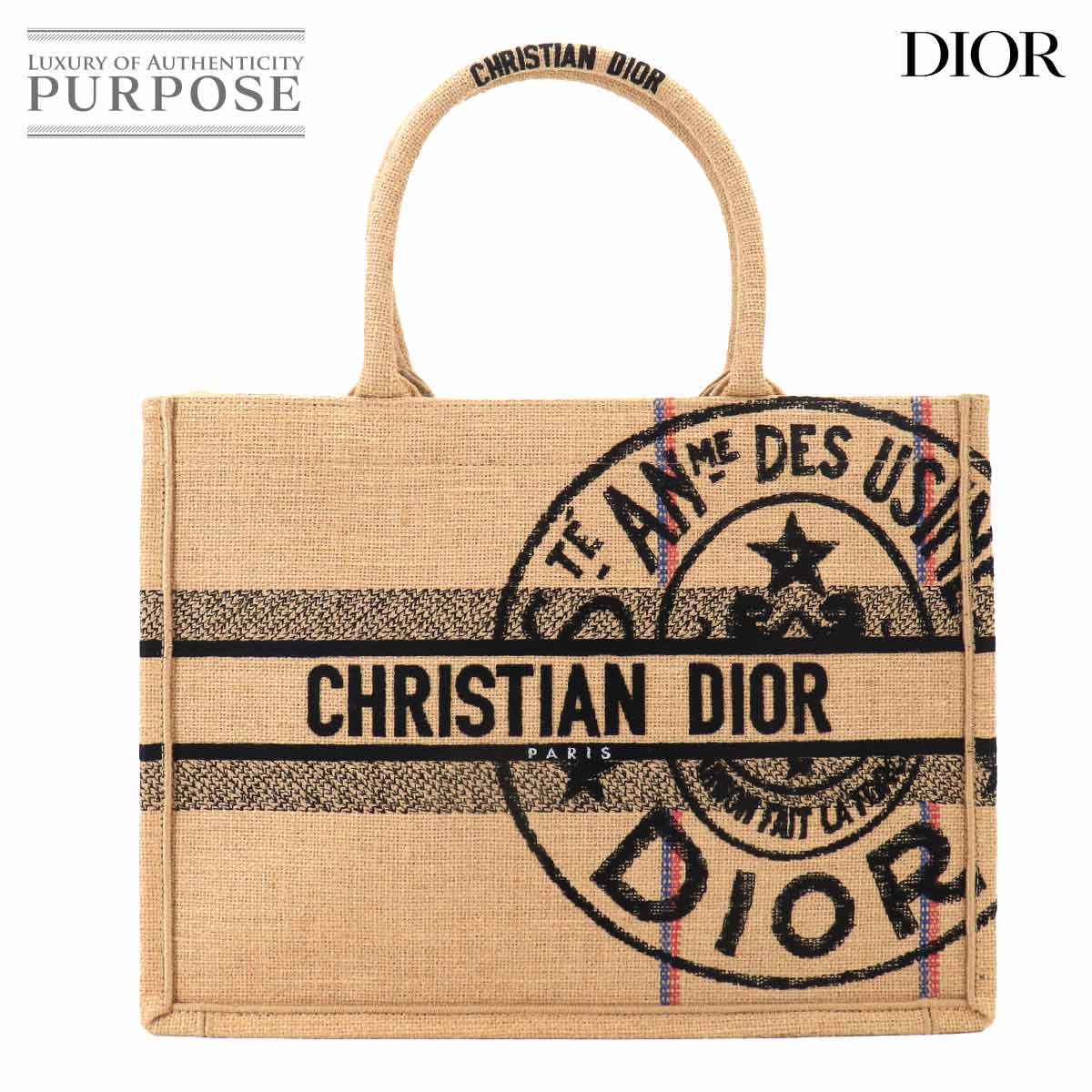 Christian Dior トロッター トート バッグ キャンバス レザー ネイビー