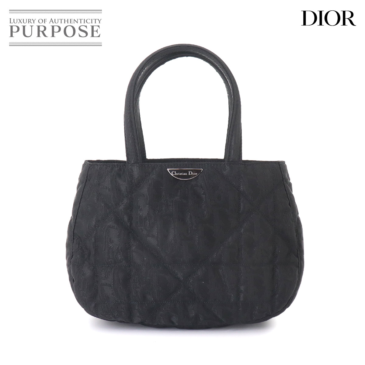 Christian Dior トロッター トート バッグ キャンバス レザー ネイビー