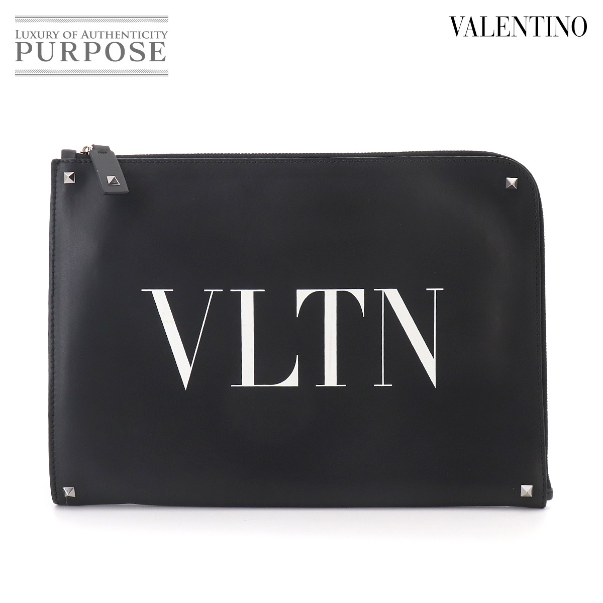 VALENTINO GARAVANI VLTN クラッチ セカンド バッグ レザー ブラック Clutch Bag ヴァレンティノ ガラヴァーニ 90327017