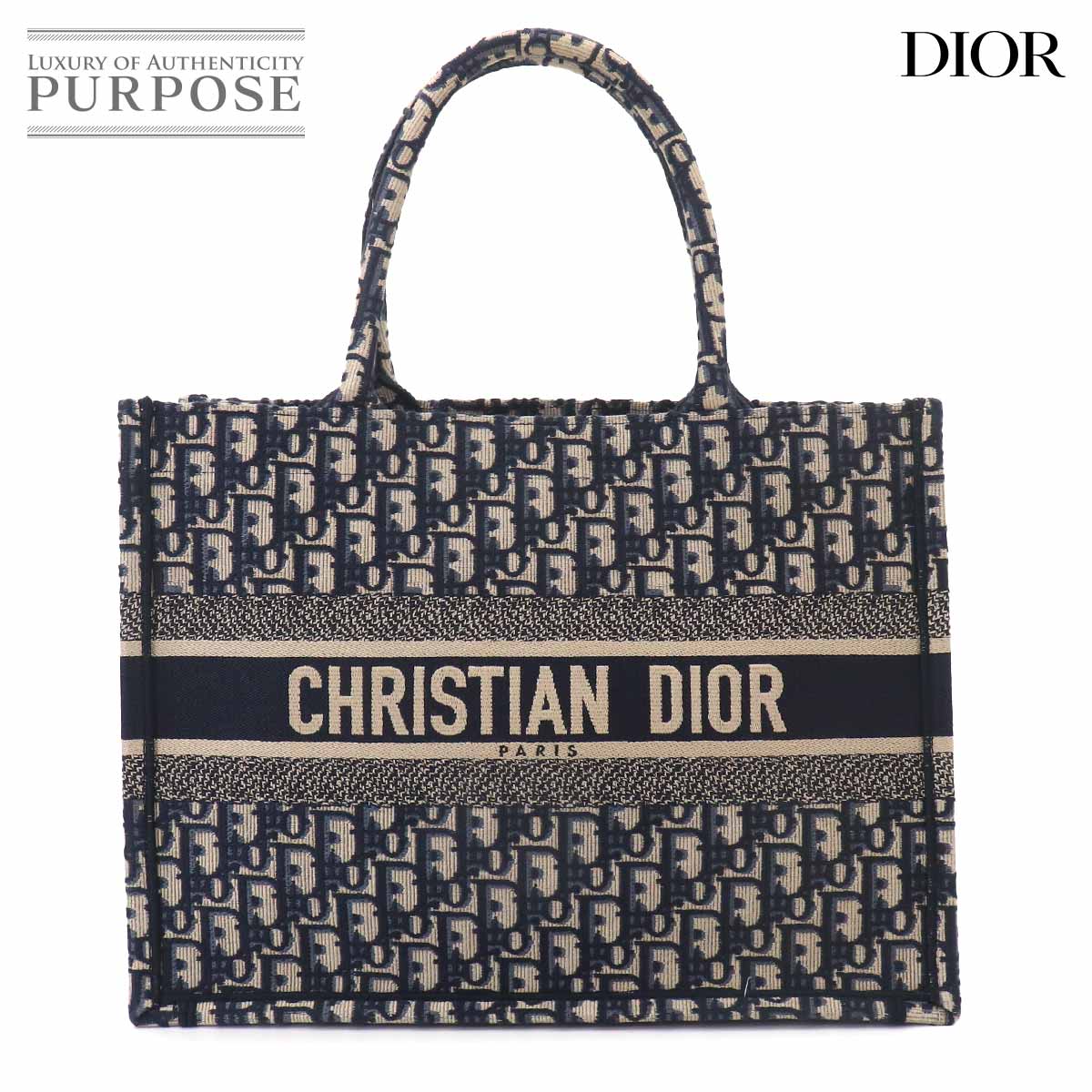 Christian Dior オブリーク ブック トート ミディアム バッグ キャンバス ネイビー M1296ZRIW Book Tote Medium クリスチャン ディオール 90327751