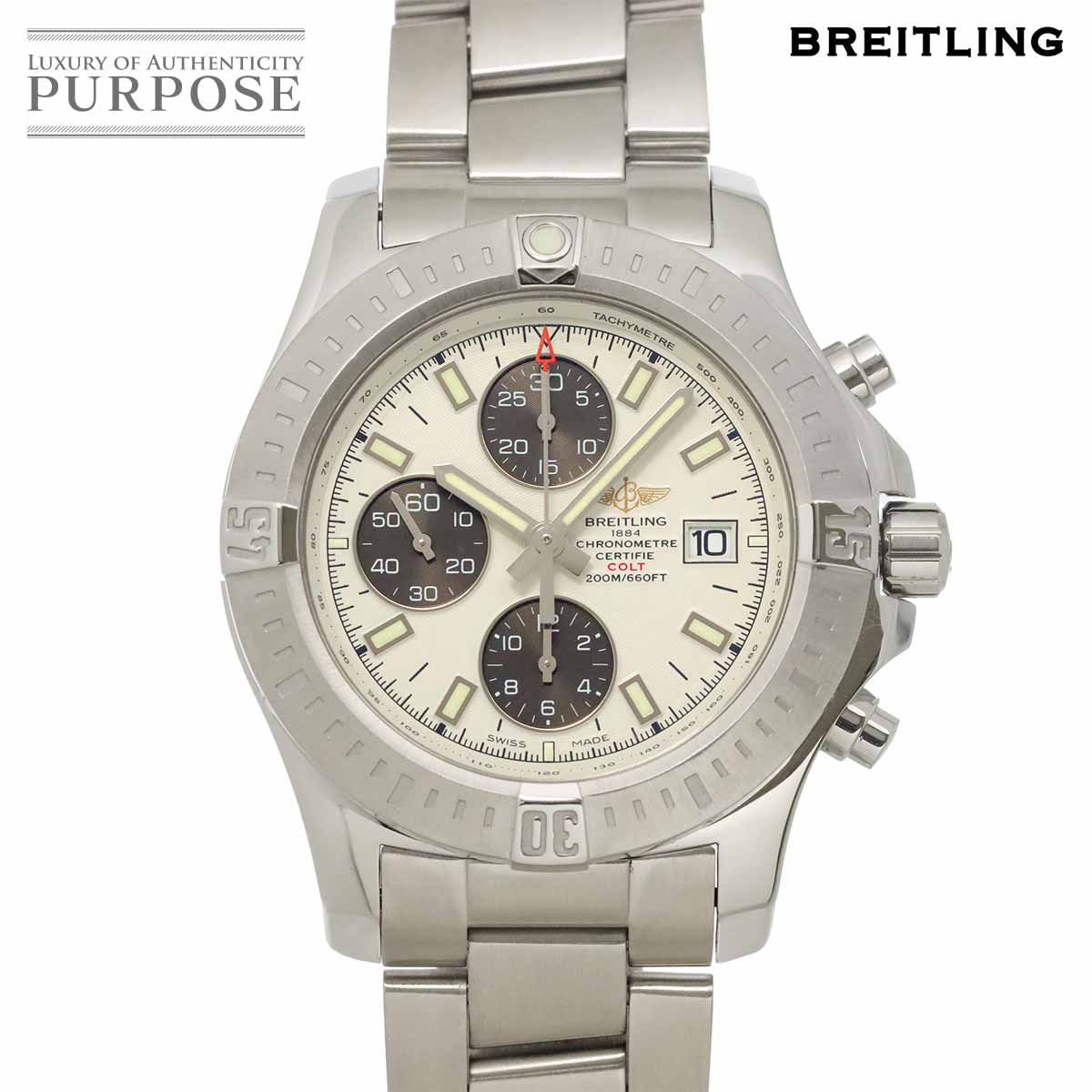 BREITLING コルト クロノグラフ A13388 メンズ 腕時計 デイト シルバー オートマ 自動巻き ウォッチ Colt ブライトリング 90322890