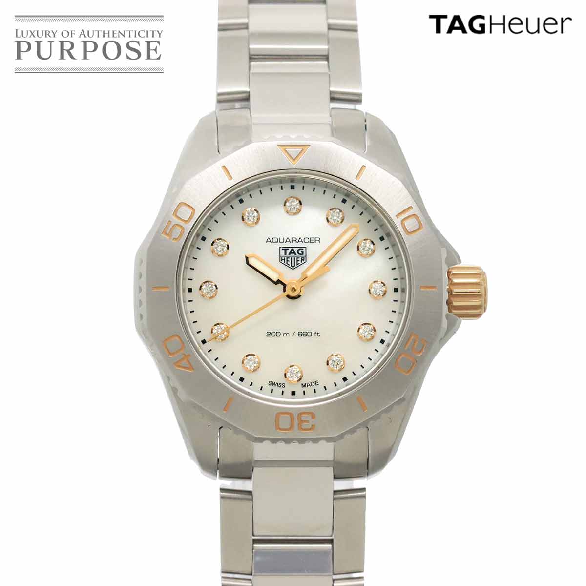 TAG Heuer アクアレーサー プロフェッショナル 200m WBP1450 12P ダイヤ レディース 腕時計 ホワイトシェル クォーツ ウォッチ Aquaracer タグホイヤー 90325415