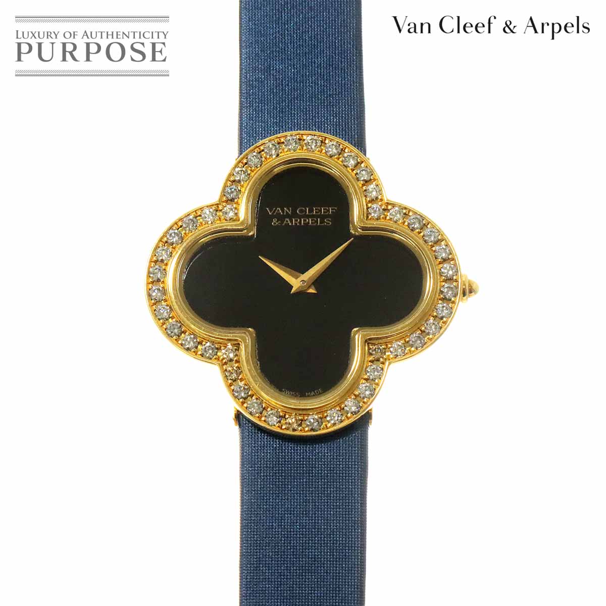 VanCleef&Arpels アルハンブラ ミディアム ウォッチ VCARN5HZ00 レディース 腕時計 ダイヤベゼル ブラック K18YG クォーツ ウォッチ Alhambra ヴァンクリーフ＆アーペル 90330543