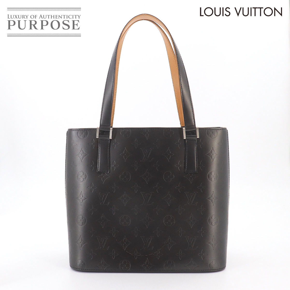 LOUIS VUITTON モノグラム マット ストックトン トート バッグ レザー ノワール M55112 シルバー 金具 Stockton Tote ルイ ヴィトン 90329378