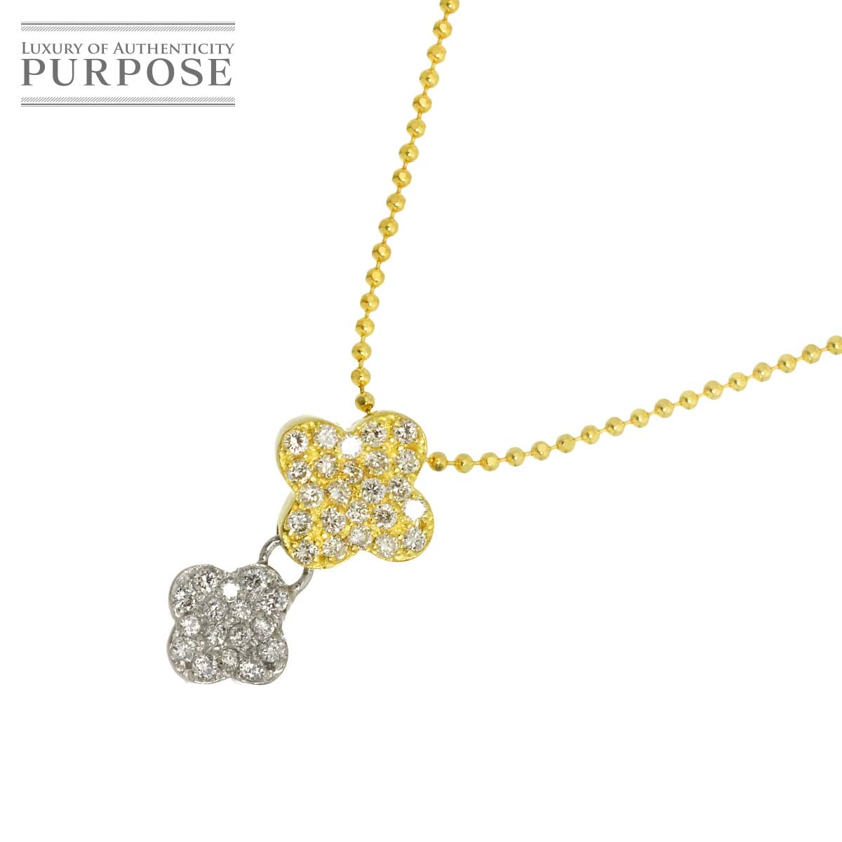 ダイヤ 0.30ct ネックレス 40cm Pt K18 YG プラチナ イエローゴールド 750 Diamond Necklace 90329702