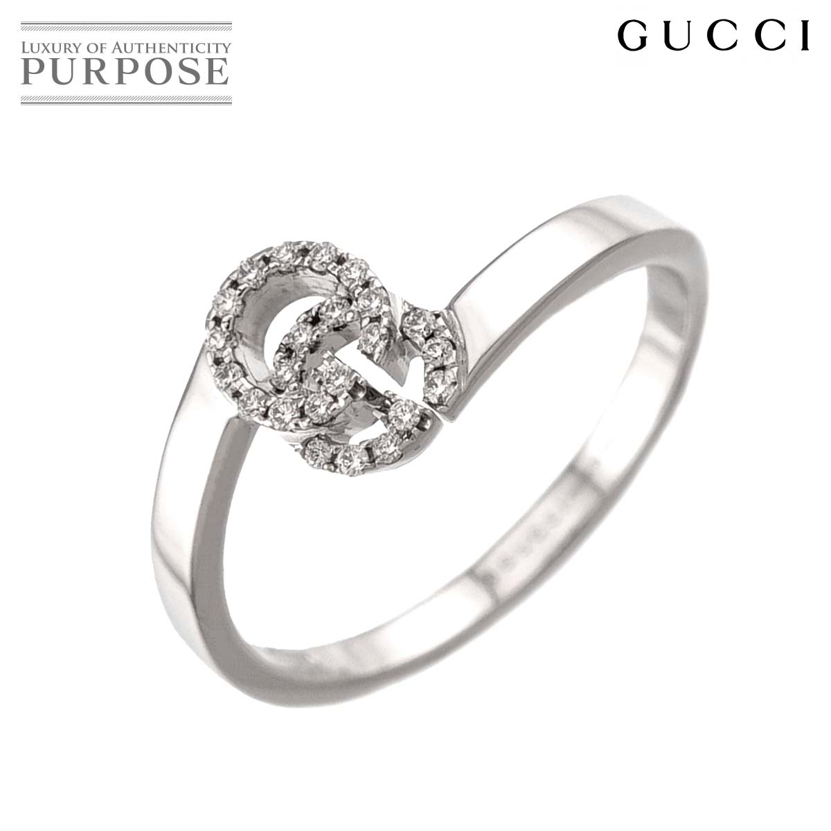 GUCCI GGランニング ダイヤ #8 リング K18 WG ホワイトゴールド 750 指輪 Ring グッチ 90319490