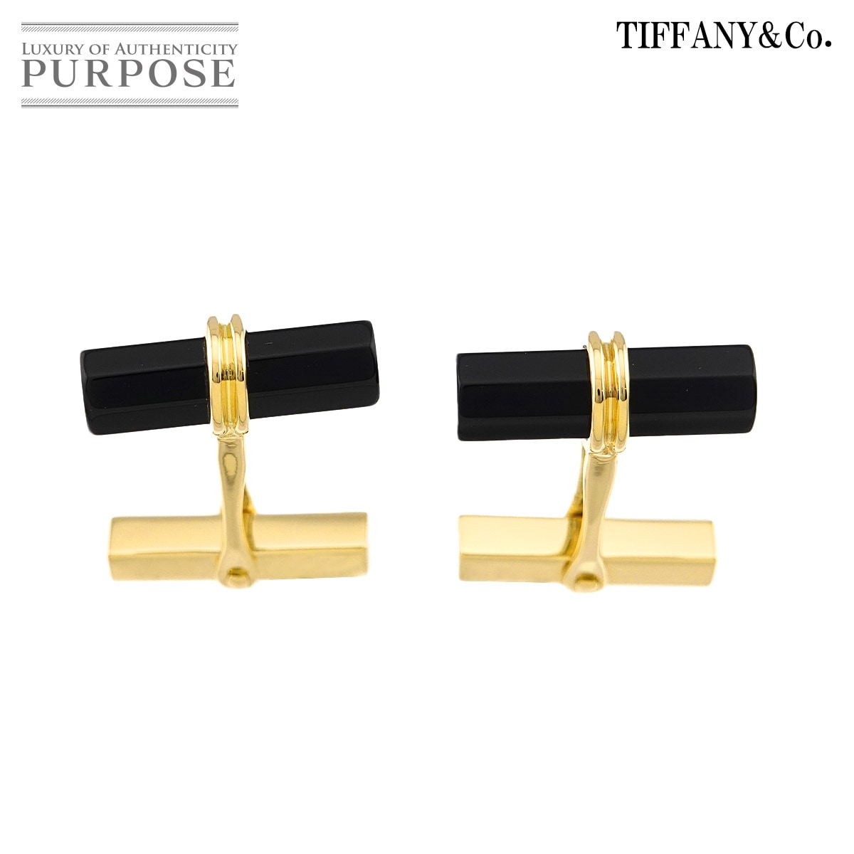 TIFFANY Co. カフス オニキス K14 YG イエローゴールド 585 cuff links ティファニー 90323348