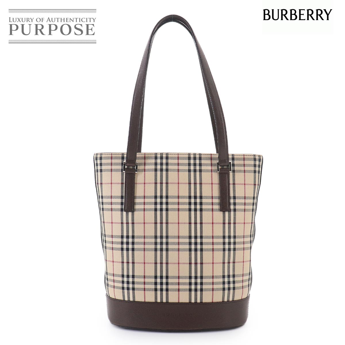 BURBERRY ノバチェック ハンド バッグ キャンバス レザー ベージュ