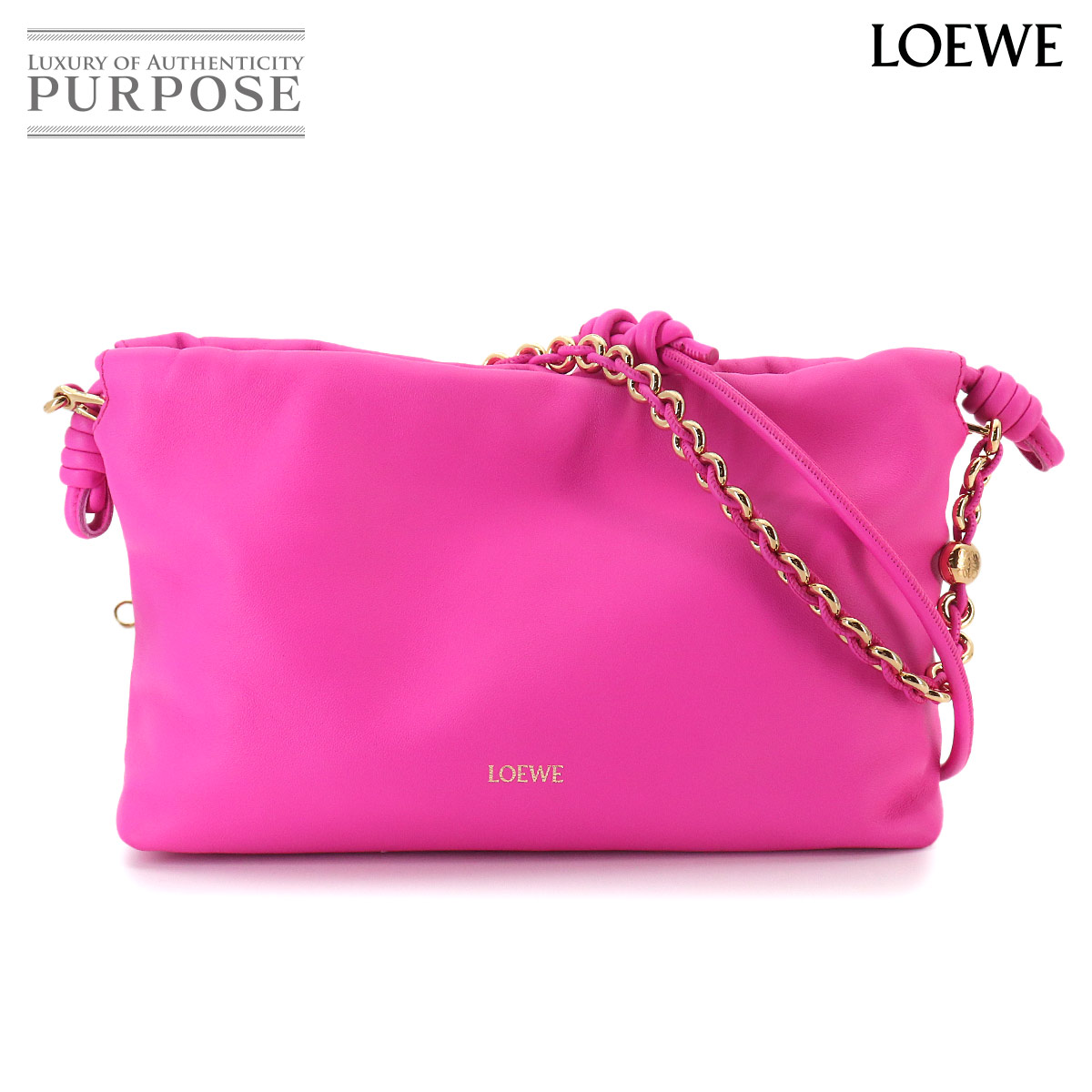 【新品同様】 ロエベ LOEWE フラメンコ パース 2way ショルダー バッグ レザー ピンク ゴールド 金具 Flamenco Purse Bag ロエベ 90327376