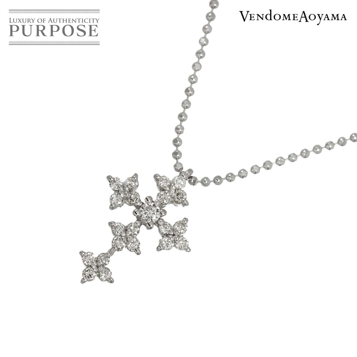 Vendome Aoyama ダイヤ 0.22ct ネックレス 40cm K18 WG ホワイトゴールド 750 Necklace ヴァンドーム青山 90321977