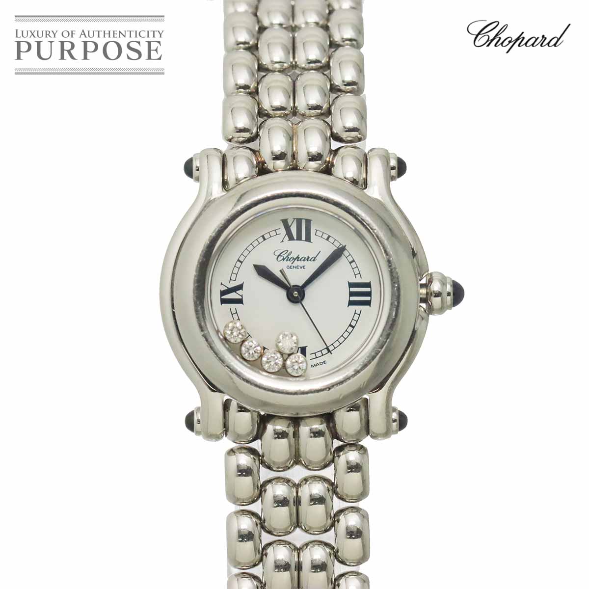 Chopard ハッピースポーツ 27/8250 23 レディース 腕時計 5P ダイヤ ホワイト クォーツ ウォッチ ショパール 90326177