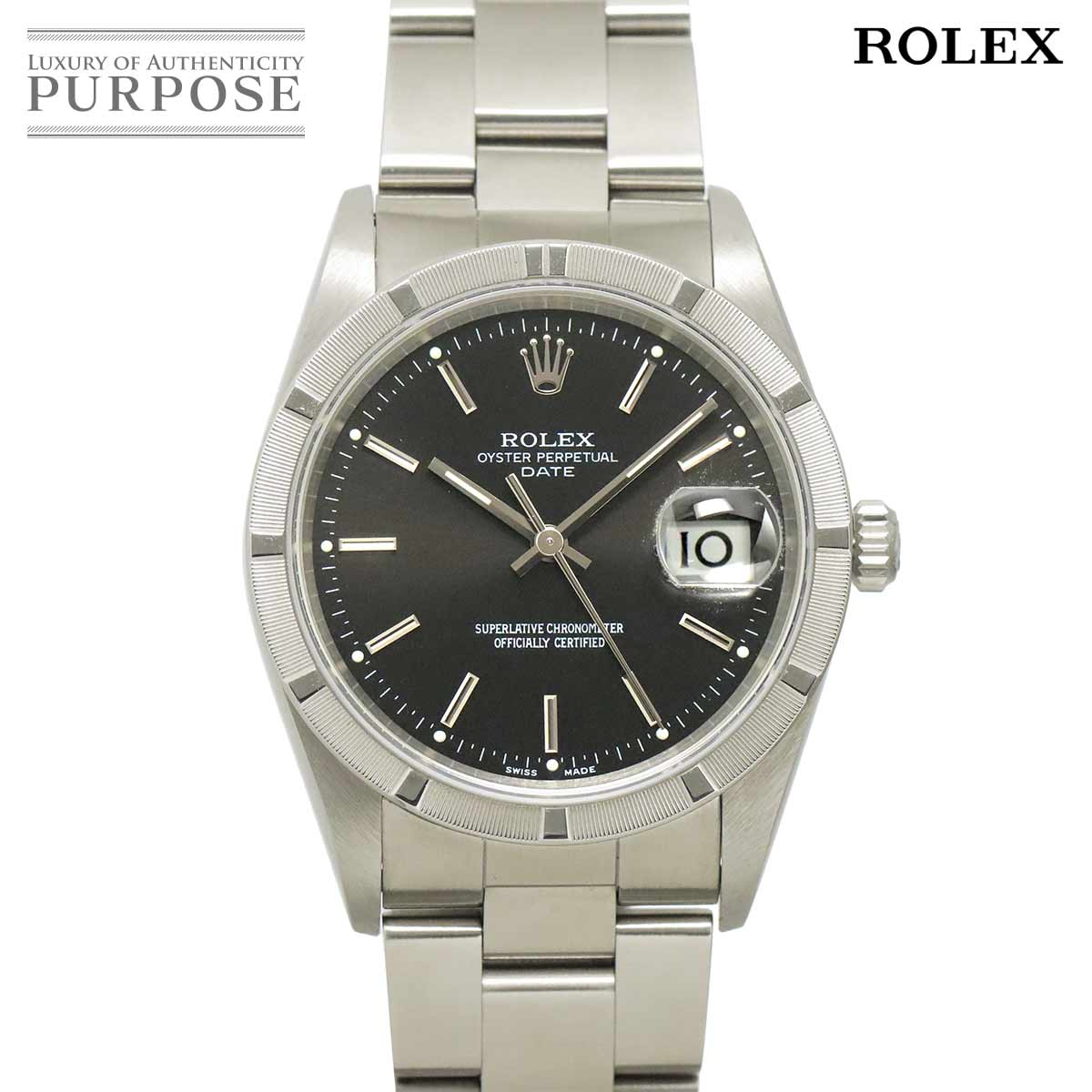 ROLEX オイスターパーペチュアル デイト 15210 Z番 メンズ 腕時計 ブラック オートマ 自動巻き ウォッチ ロレックス 90331422
