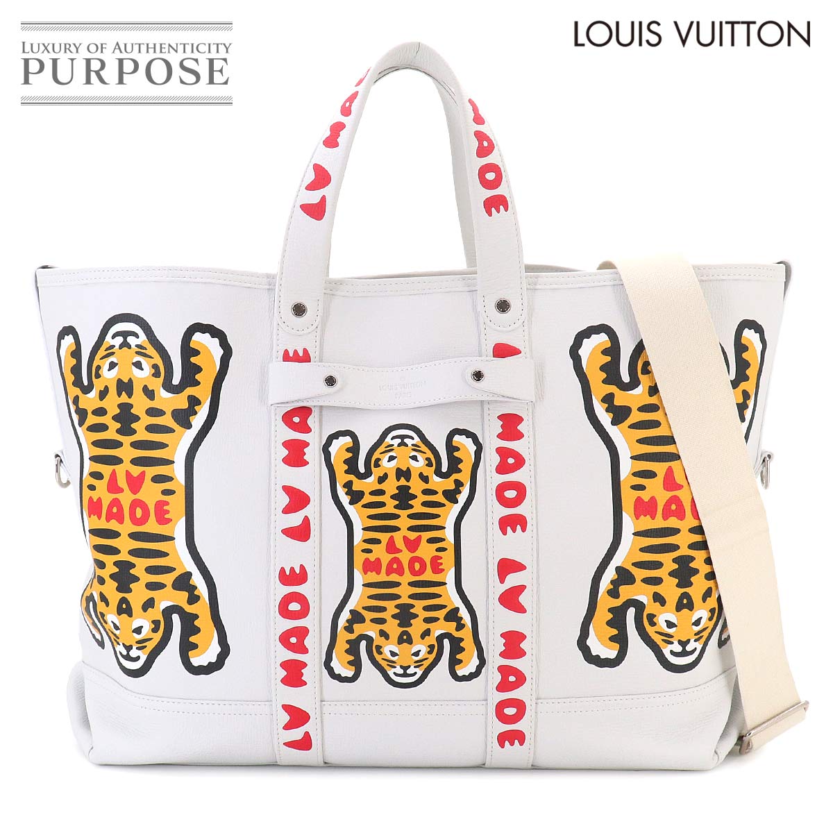 LOUIS VUITTON LVスクエアード トロリー トート バッグ レザー ブロン M59366 RFID シルバー 金具 Trolley Tote Bag ルイ ヴィトン 90327164