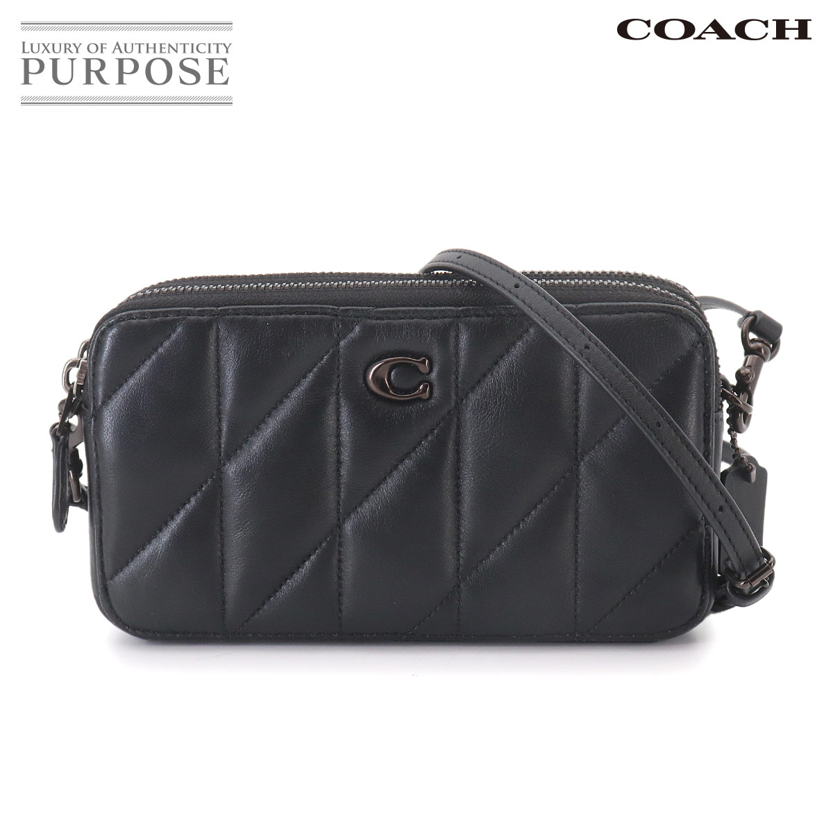 COACH キラ クロスボディ キルティング ショルダー バッグ レザー ブラック ブラック 金具 Kira Crossbody bag コーチ 90328399