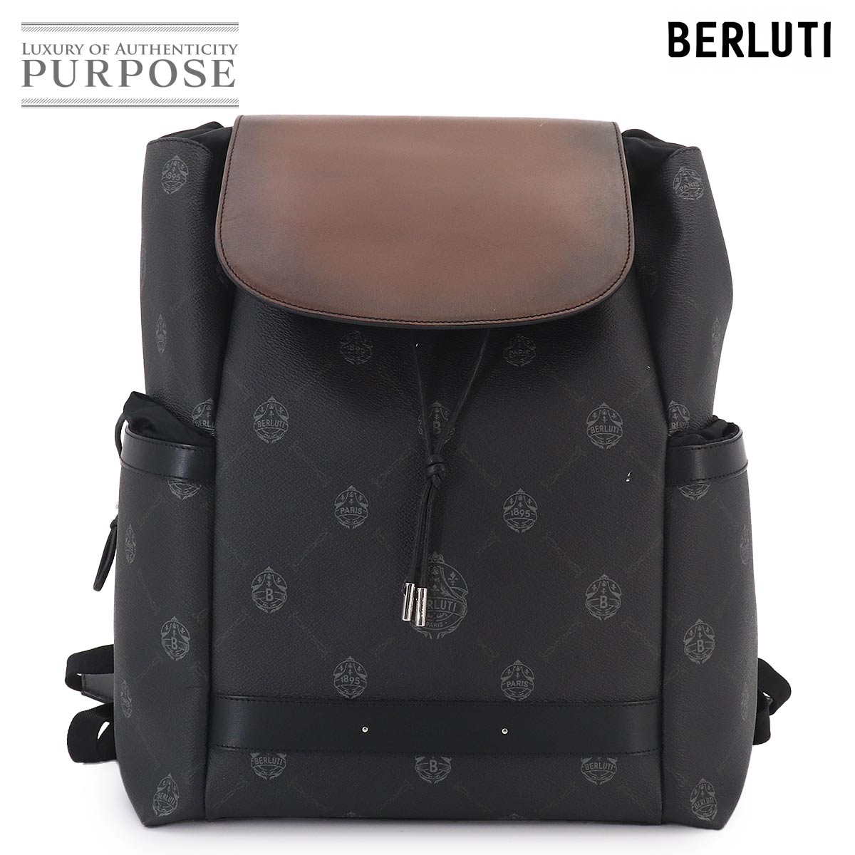 Berluti ハイカー バックパック リュックサック PVC レザー ブラック ブラウン シルバー 金具 Hiker BackPackk ベルルッティ 90329494