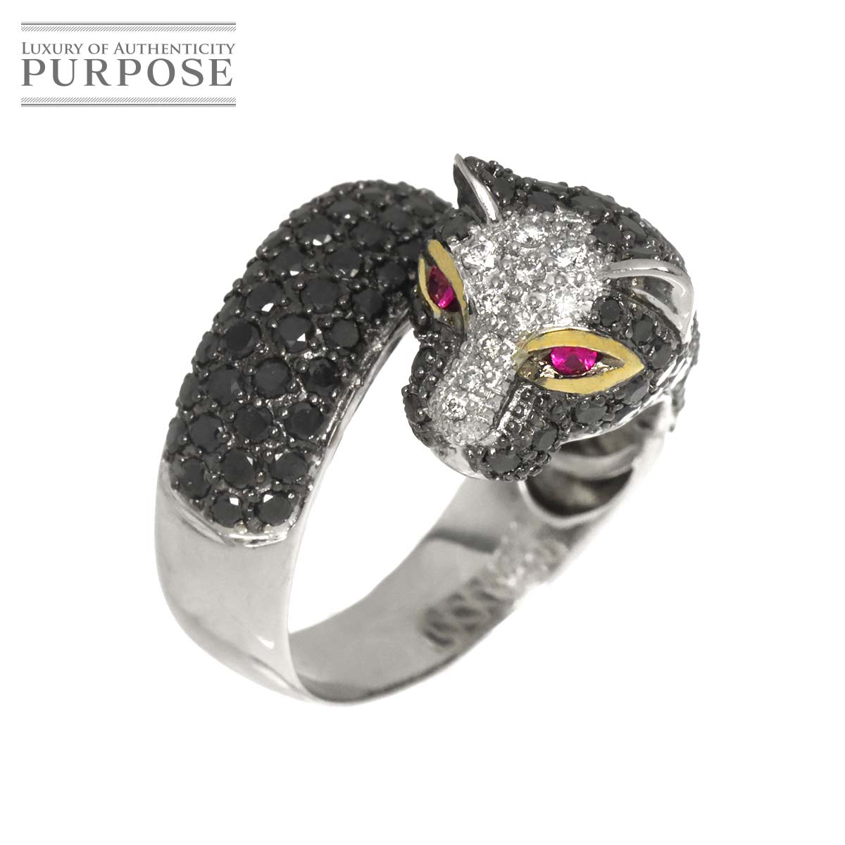 リング 16号 ダイヤ 3.08ct ルビー 0.06ct K18 WG ホワイトゴールド 750 指輪 Diamond Ring 90318581