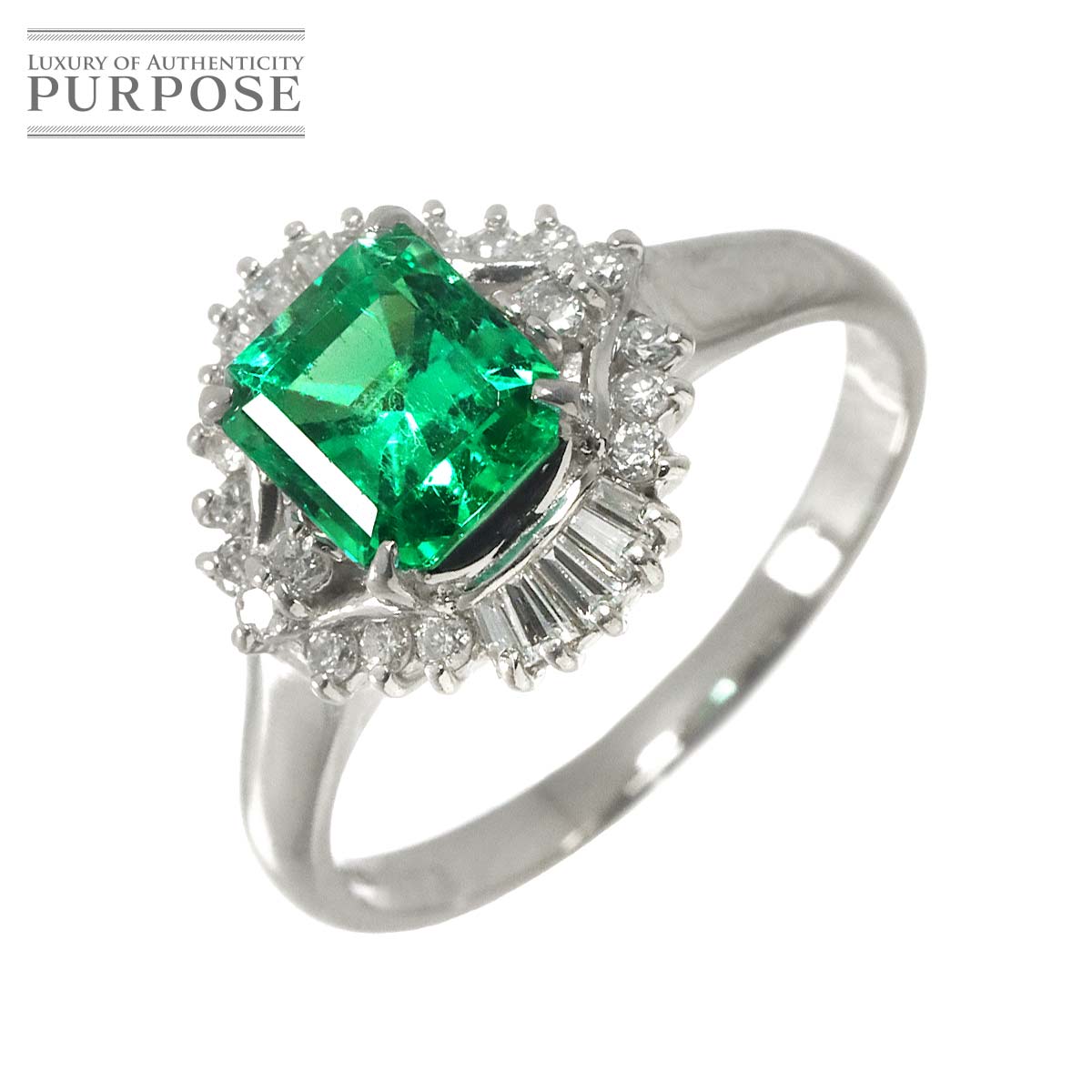 リング 19号 エメラルド 1.73ct ダイヤ 0.45ct Pt プラチナ 指輪 【ソーティング付き】 Emerald Ring 90329577