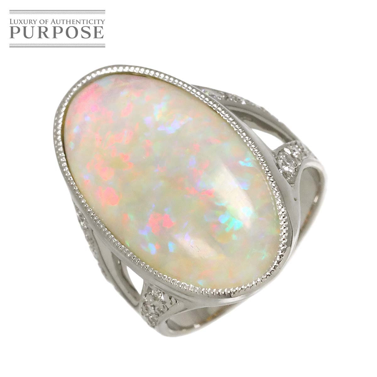 リング 11号 オパール ダイヤ 0.272ct Pt プラチナ 指輪 Opal Ring 90329723