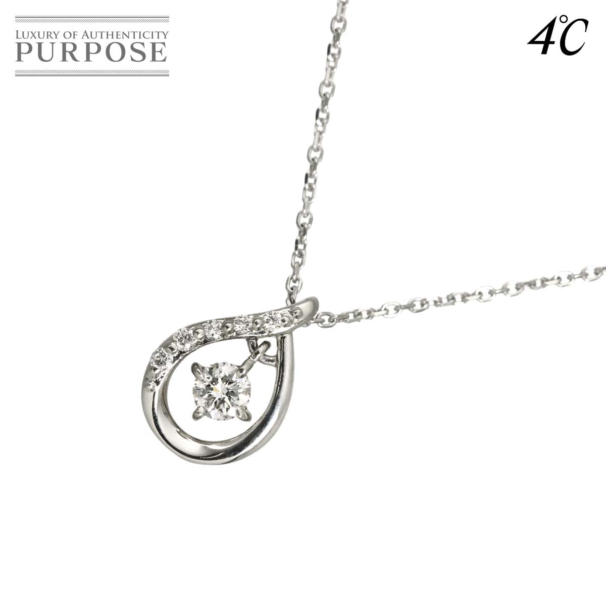 4℃ ダイヤ ネックレス 40cm Pt プラチナ Diamond Necklace ヨンドシー 90325171