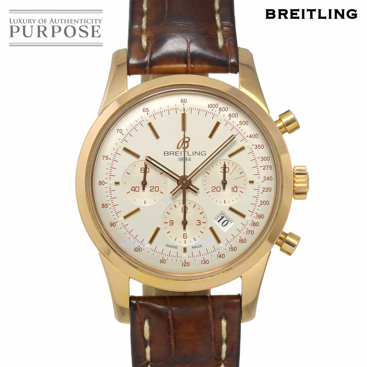 BREITLING トランスオーシャン クロノグラフ RB0152 メンズ 腕時計 デイト シルバー K18PG ピンクゴールド オートマ 自動巻き ウォッチ TRANSOCEAN ブライトリング 90331759