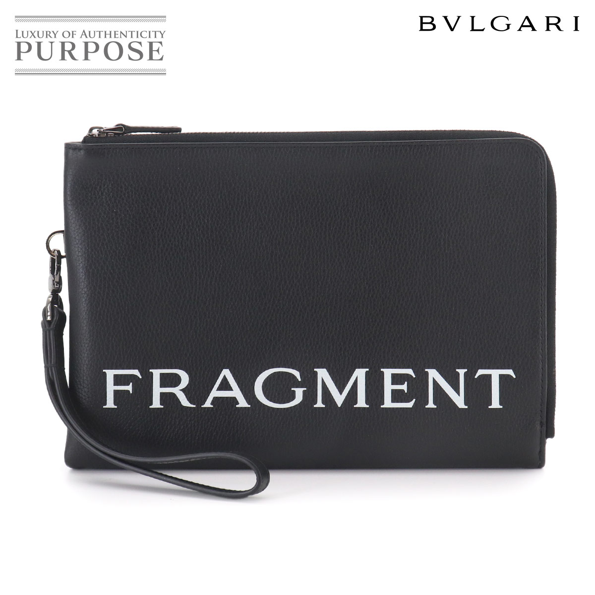 BVLGARI フラグメント クラッチ バッグ レザー ブラック ホワイト 290786 藤原ヒロシ FRAGMENT Clutch Bag ブルガリ 90329037