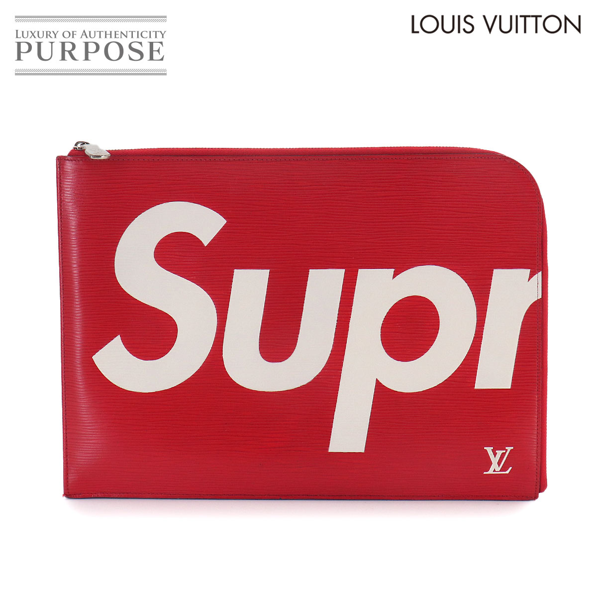 LOUIS VUITTON シュプリーム エピ ポシェット ジュール GM クラッチ バッグ レッド ホワイト M67722 Supreme Pochette Jour GM ルイ ヴィトン 90329287