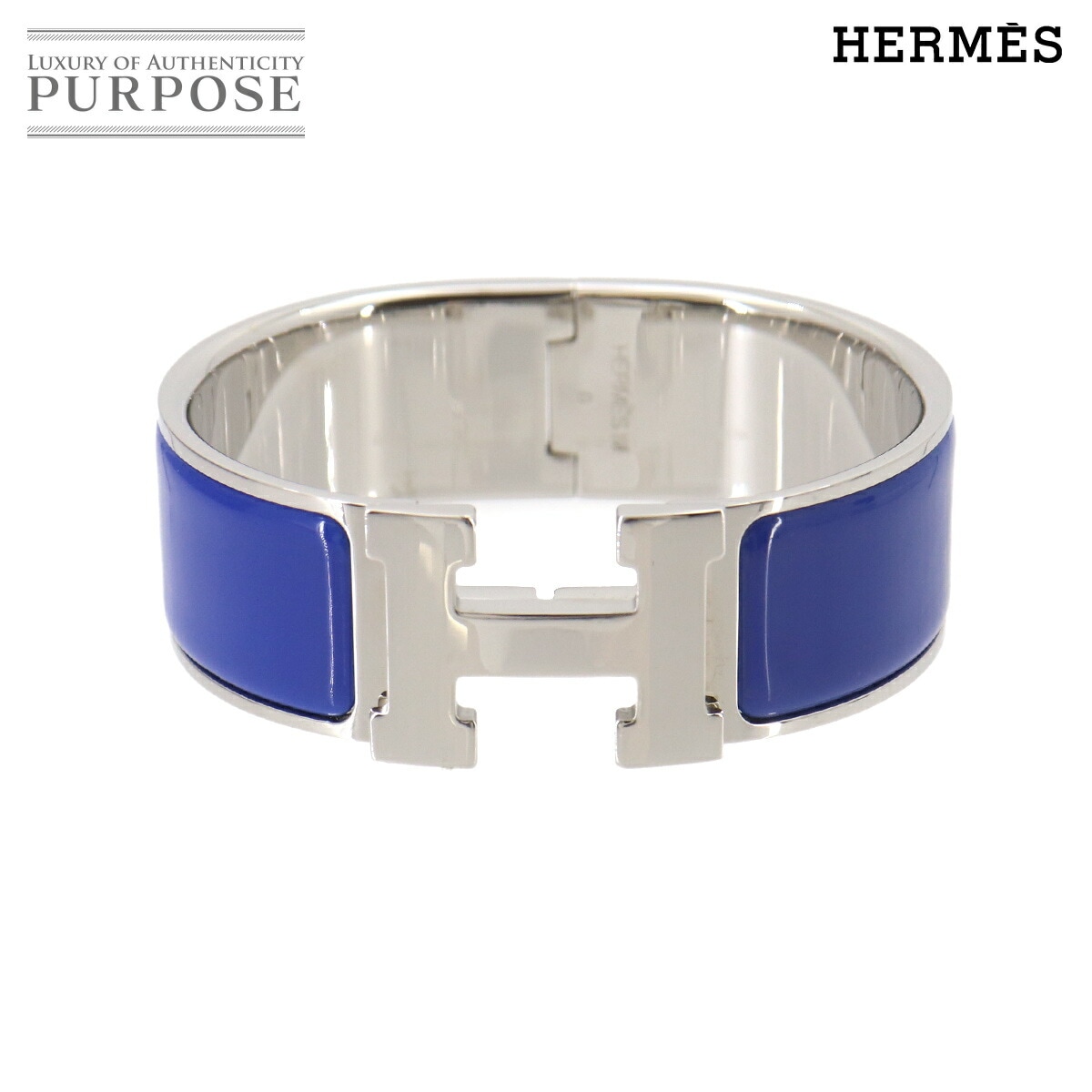 HERMES クリッククラックH PM バングル ブルー シルバー アクセサリー Clic Clac H PM エルメス 90329425