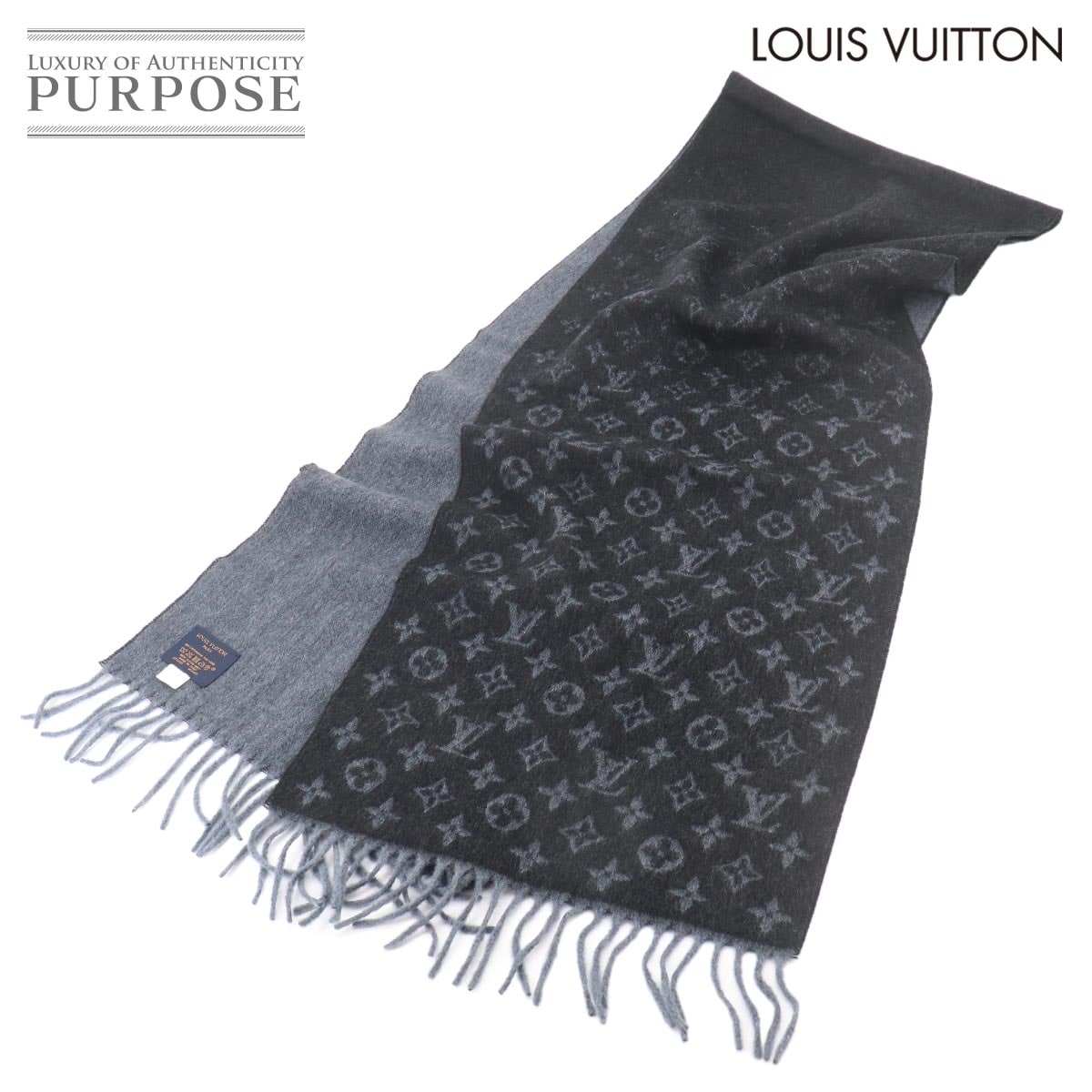 LOUIS VUITTON マフラー モノグラム グラディエント ウール カシミヤ ノワール M71607 Winter Scarf ルイ ヴィトン 90318920