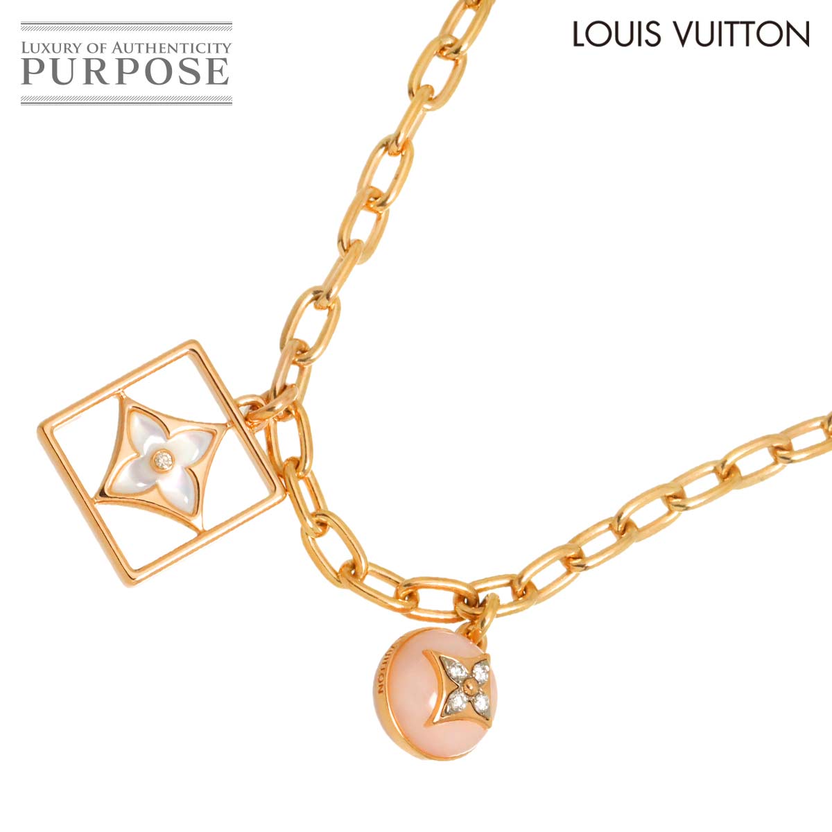 LOUIS VUITTON コリエ チェーン ブロッサム オパール シェル ダイヤ ネックレス 43cm K18 PG ピンクゴールド 750 Necklace ルイ ヴィトン 90328889